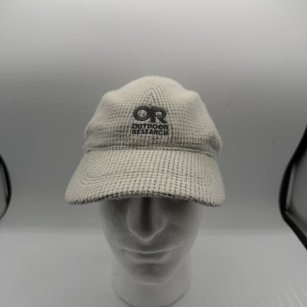 Outdoor Research Fleece Hat Cap Strap Back White Grid Check One Size Winter Mens